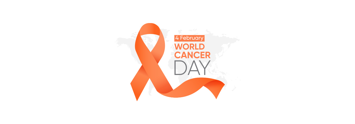 Vector of an orange cancer ribbon, February 4th World Cancer Day.